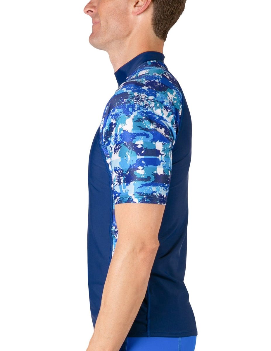 Men's Swim Performance Short Sleeve Rash Guard - Navy / Blue Camo – Tuga &  Family of Brands