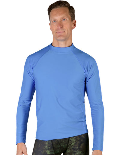 Men's Swim Performance Long Sleeve Rash Guard - Spa Blue Tuga