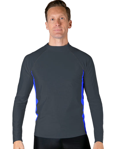 Men's Swim Performance Long Sleeve Rash Guard - Dark Gray / Royal Tuga