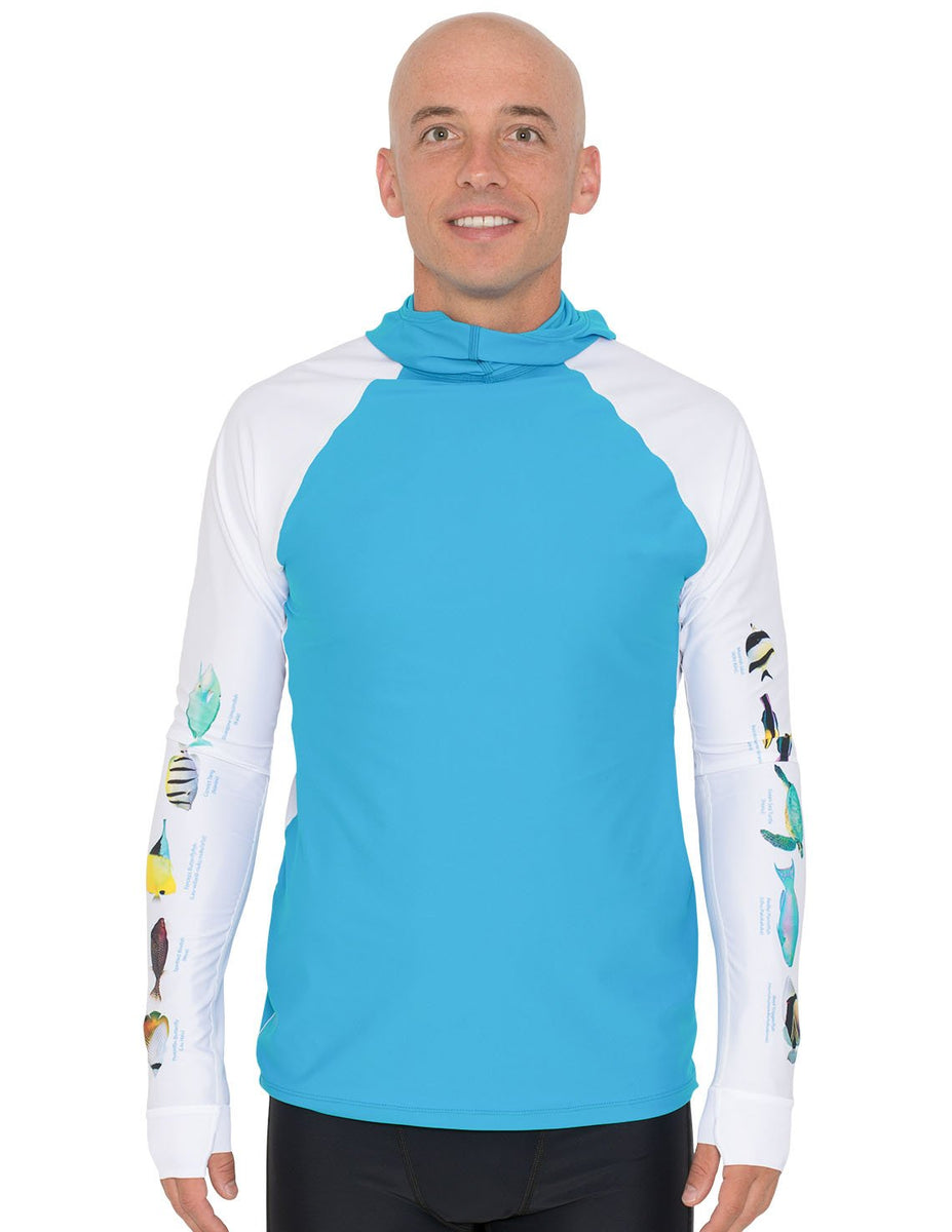 Men's Snorkel Hoodie Rash Guard Hawaii Fish ID Hawaii Tuga & Family of Brands