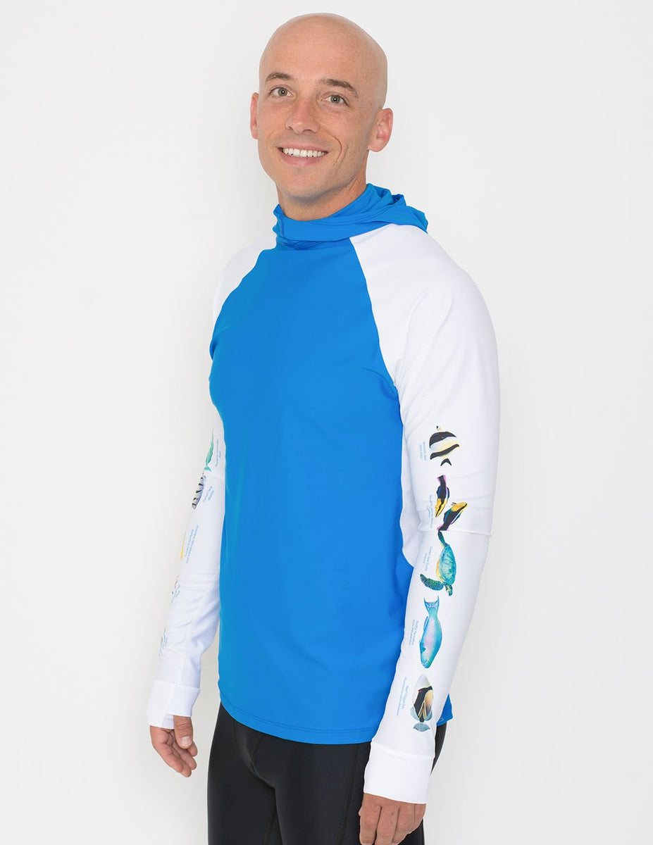 Men's Snorkel Hoodie Rash Guard Hawaii Fish ID Black Tuga & Family of Brands