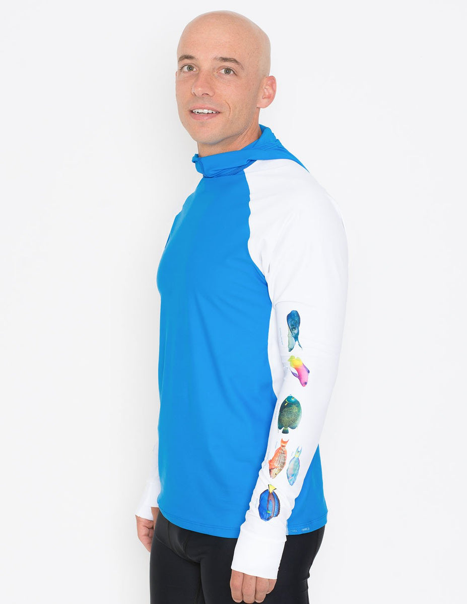 Men's Snorkel Hoodie Rash Guard Caribbean Fish ID Hawaii Tuga & Family of Brands
