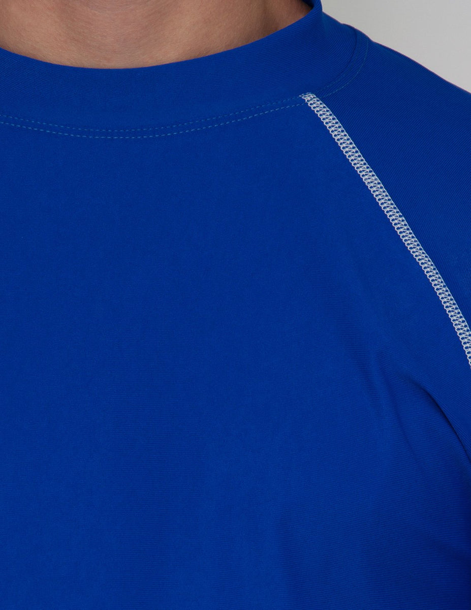 Men's Chlorine Resistant Short Sleeve Rash Guard Navy Tuga & Family