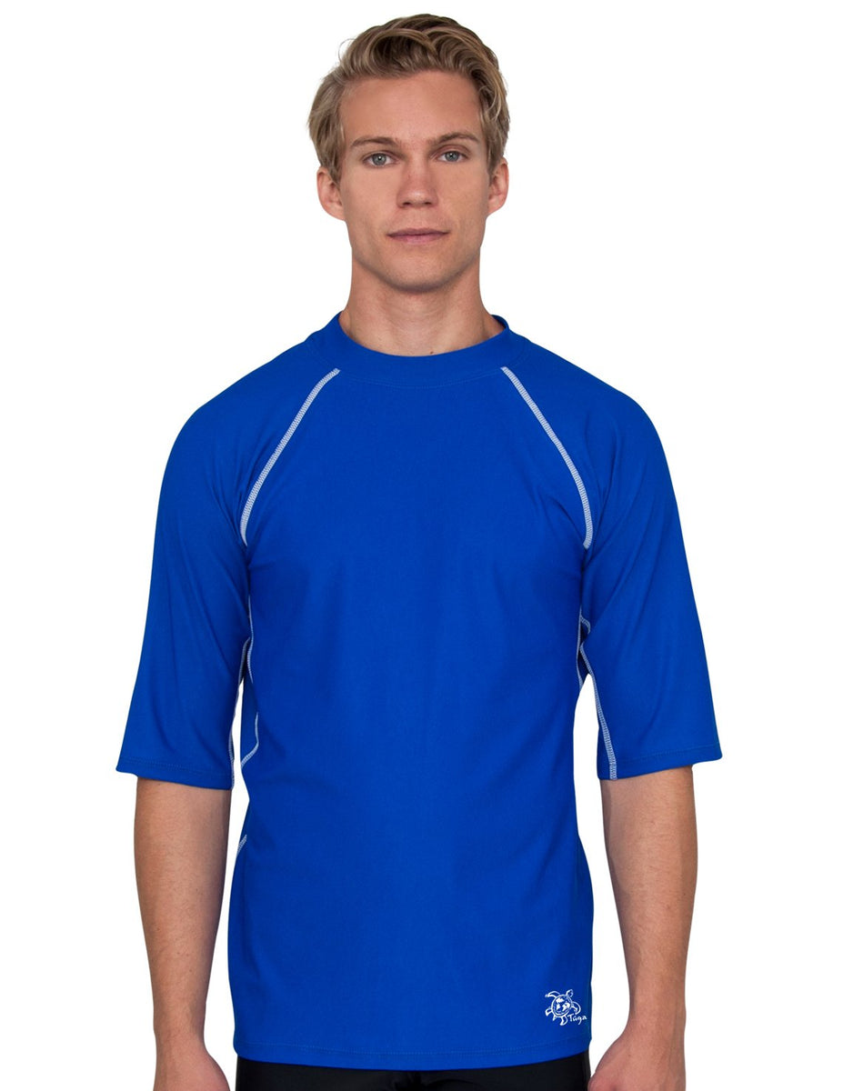 Men's Chlorine Resistant Short Sleeve Rash Guard Royal Tuga