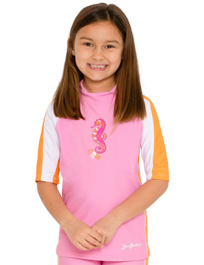 Short Sleeve Rash Guard - Pink Bloom SunBusters Kids