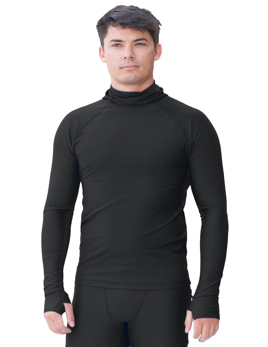 Men's Snorkel Hoodie Long Sleeve Rash Guard - Black