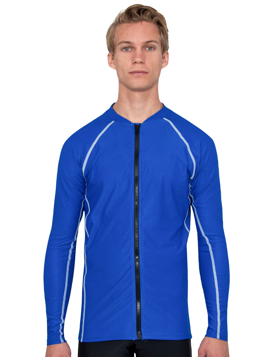 【保証書付】 Men's Chlorine Royal - Guard Rash Zip Sleeve Long Resistant 水着・ラッシュガード