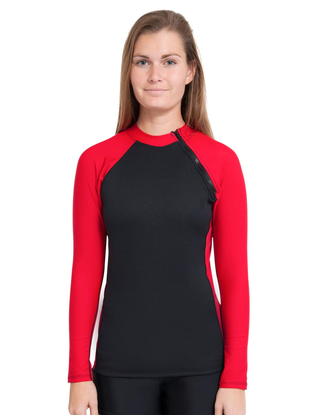 Women's Hybrid Thermal Zip Rash Guard - Black / Red – Tuga