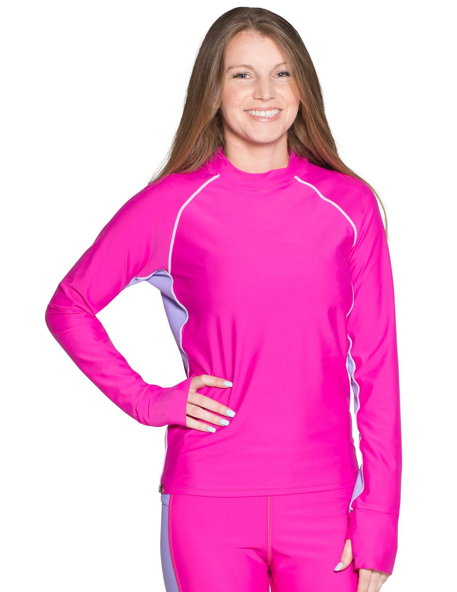 Women's Snorkel Long Sleeve Rash Guard - Fuchsia / Lavender – Tuga ...