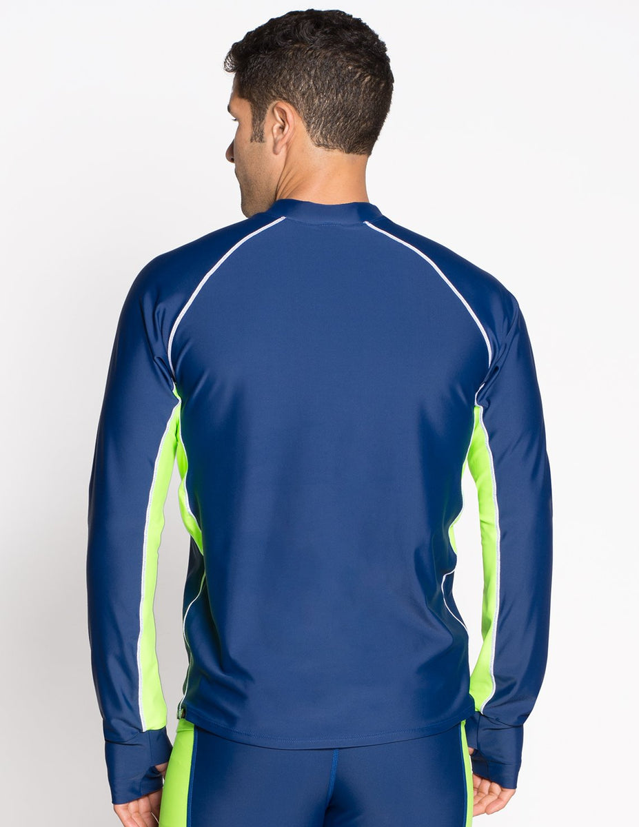 Men's Snorkel Long Sleeve Rash Guard - Navy / Neon Green – Tuga ...