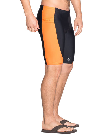 Men's Snorkel Jammer Swim Short - Black / Orange Tuga