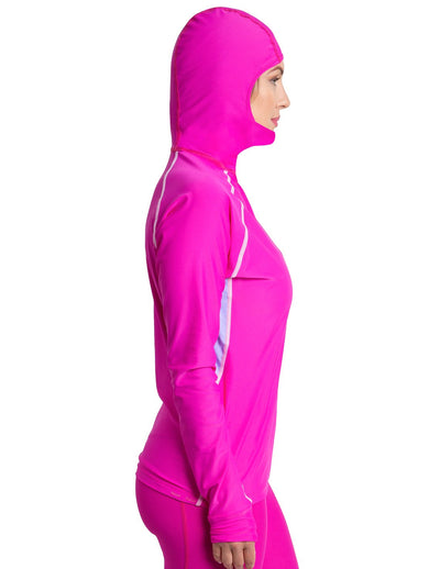 Women's Snorkel Hoodie Long Sleeve Rash Guard - Fuchsia / Lavender Tuga