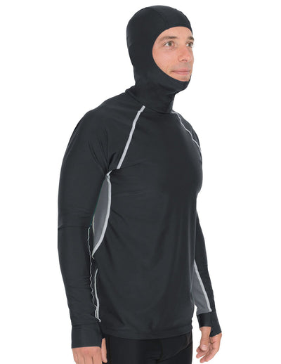 Men's Snorkel Hoodie Long Sleeve Rash Guard - Black / Gray Tuga