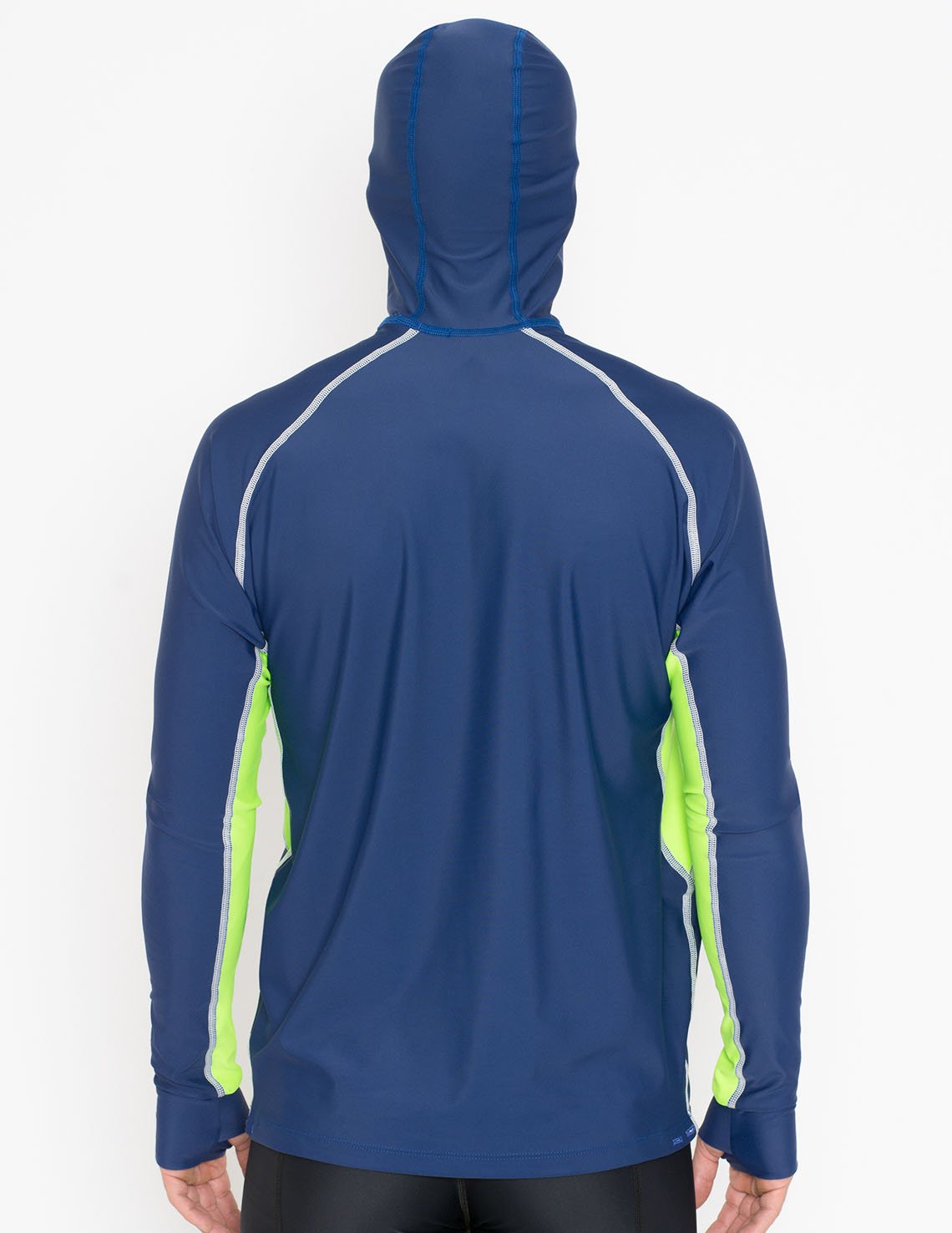Men's Snorkel Hoodie Long Sleeve Rash Guard - Navy / Neon Green Tuga