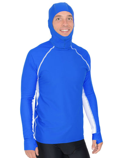 Men's Snorkel Hoodie Long Sleeve Rash Guard - Royal/White Tuga