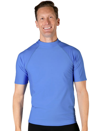 Men's Swim Performance Short Sleeve Rash Guard - Spa Blue Tuga