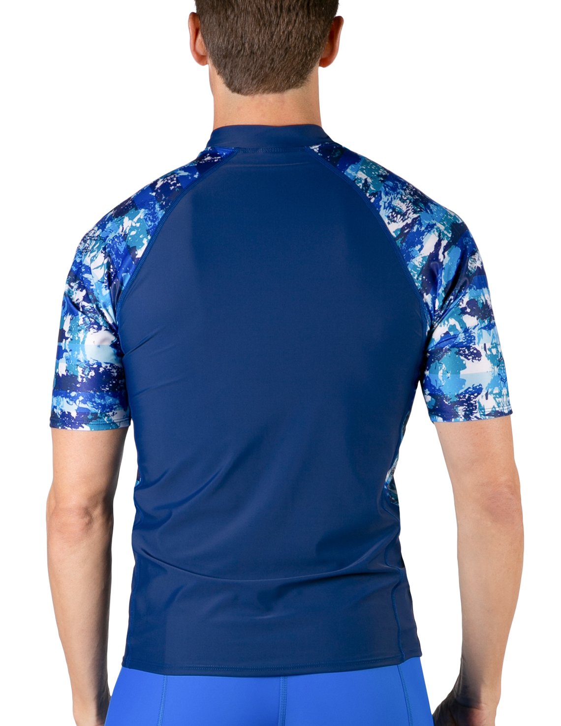 Men's Swim Performance Short Sleeve Rash Guard - Navy / Blue Camo