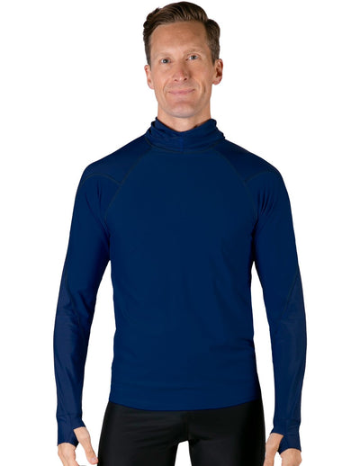 Men's Swim Crest Rash Guard with Fitted Hoodie - Navy Tuga