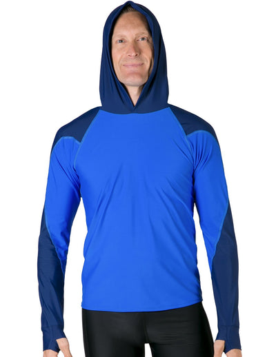 Men's Swim Crest Rash Guard Relaxed Hoodie - Royal / Navy Tuga