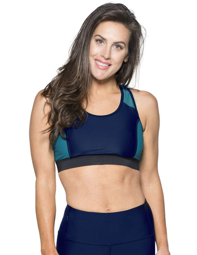 Women's Swim Sport Top (Regular & Plus Size) - Navy/Teal Tuga