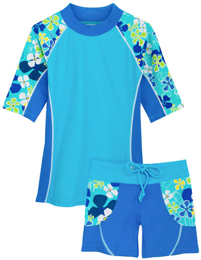 ALLTOKE Women 2 Piece Plus Size Rashguard Set Sun Protection Bathing Suit  with Boyshort Bottom UV UPF 50+ Swimsuit