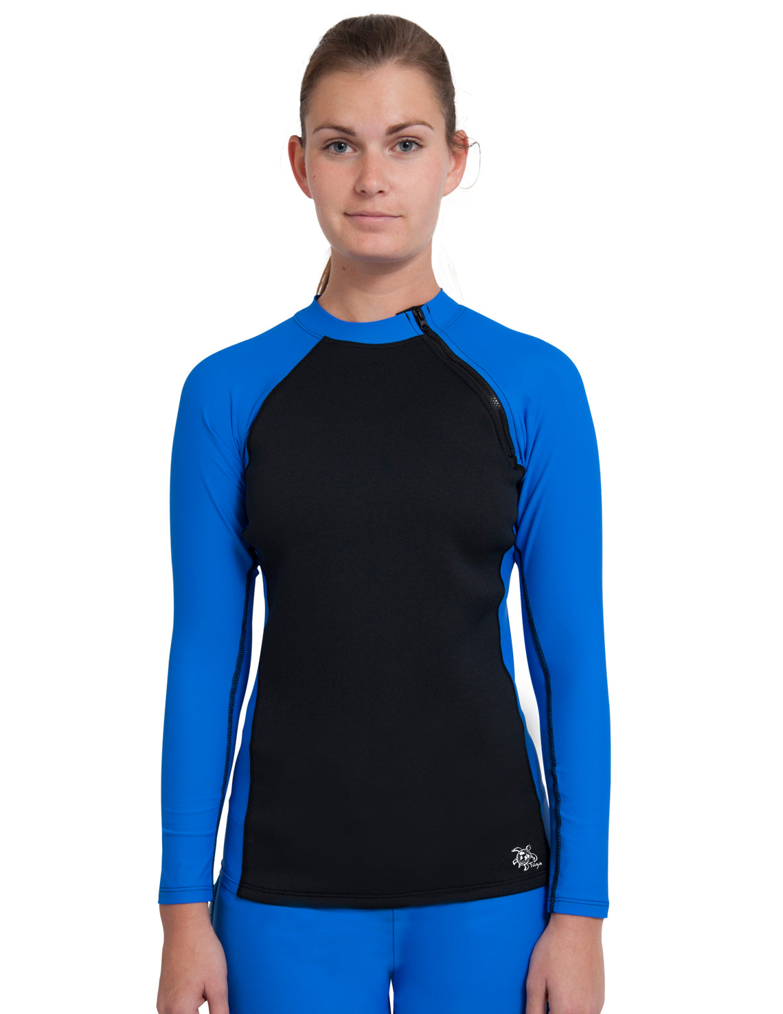 Women's Hybrid Thermal Zip Rash Guard - Black / Royal – Tuga & Family ...