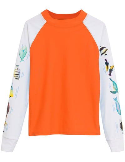 Snorkel Hawaii Fish ID Rash Guard - Orange Tuga