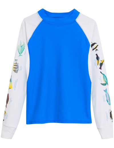 Men's Snorkel Hawaii Fish ID Rash Guard - Royal Tuga