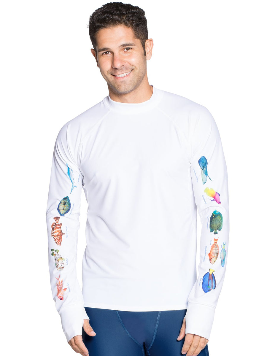 Men's Snorkel Caribbean Fish ID Rash Guard - White – Tuga & Family of ...