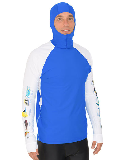 Men's Snorkel Hoodie Rash Guard - Hawaii Fish ID - Royal Tuga