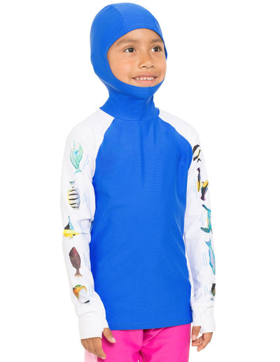 Snorkel Hoodie Rash Guard - Hawaii Fish ID - Royal Tuga