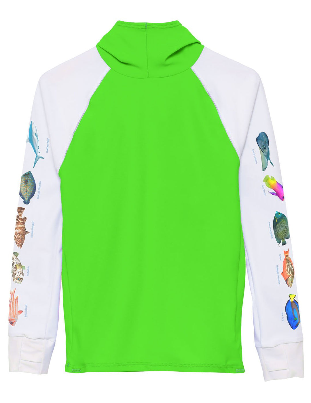 Snorkel Hoodie Rash Guard - Caribbean Fish ID - Neon Green – Tuga