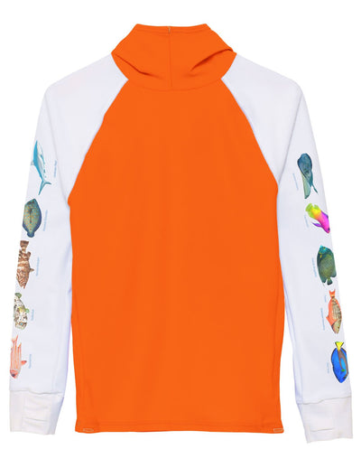 Snorkel Hoodie Rash Guard - Caribbean Fish ID - Orange Tuga