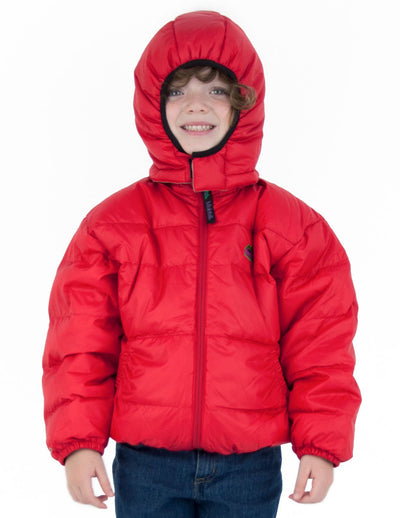 Kids Down Hooded Jacket - Engine Red Molehill