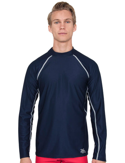 Men's Chlorine Resistant Long Sleeve Rash Guard - Navy Tuga