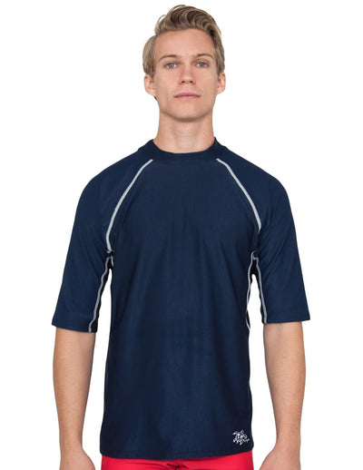 Men's Chlorine Resistant Short Sleeve Rash Guard - Navy Tuga