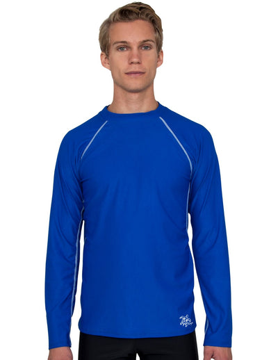 Men's Chlorine Resistant Long Sleeve Rash Guard - Royal Tuga