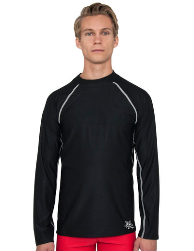 Men's Chlorine Resistant Long Sleeve Rash Guard - Black Tuga