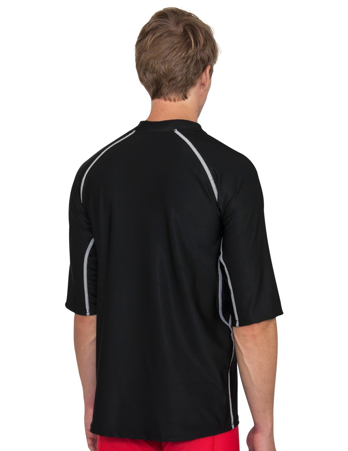 Men's Chlorine Resistant Short Sleeve Rash Guard Red Tuga & Family