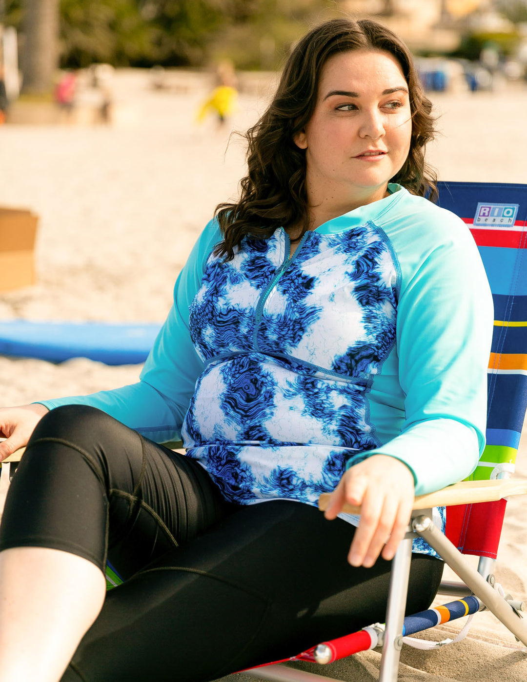 Women's Long Sleeve Quarter Zip Rash Guard (Regular & Plus Size