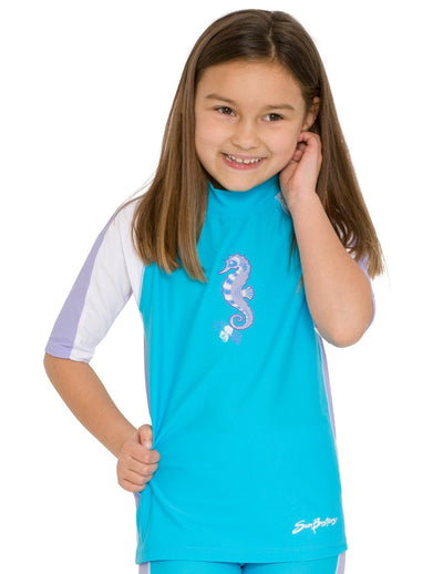 Short Sleeve Rash Guard - Maui Blue SunBusters Kids