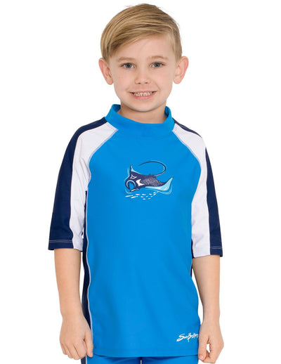 Short Sleeve Rash Guard - Dusk Blue SunBusters Kids