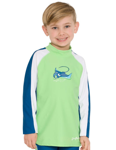 Long Sleeve Rash Guard - Flash Green SunBusters Kids