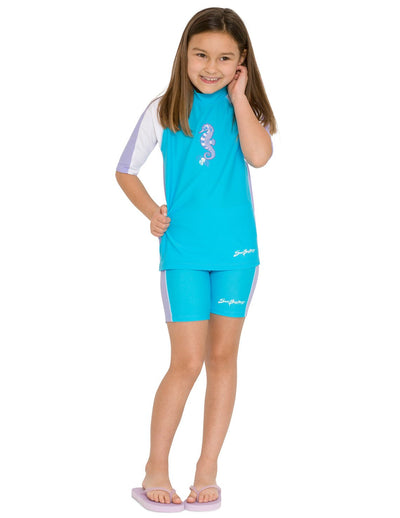 Short Sleeve Rash Guard and Swim Short - Maui Blue SunBusters Kids